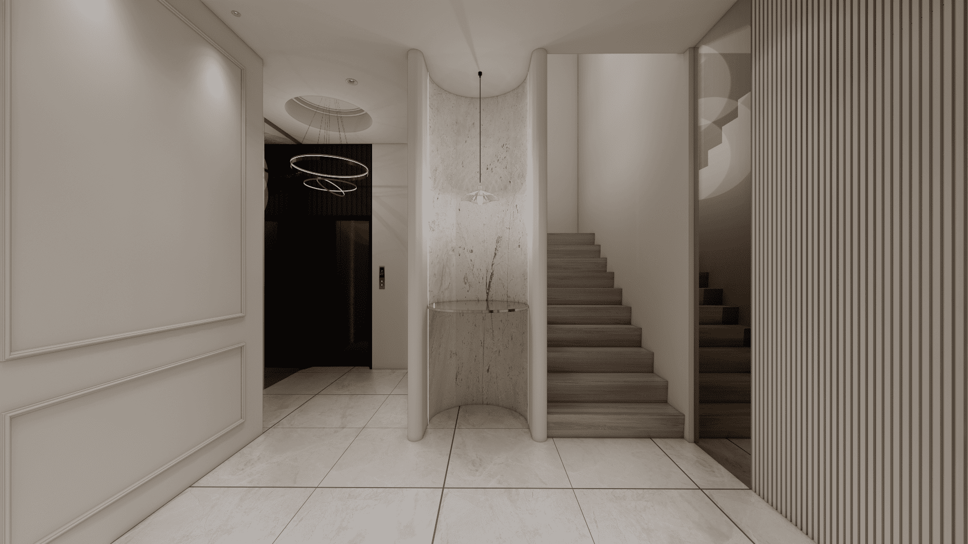 櫃檯與圓弧設計細節